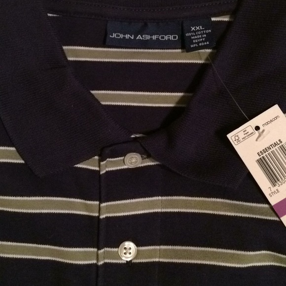 NWT $50 JOHN ASHFORD L/S Striped Polo Shirt XXL - Picture 6 of 8